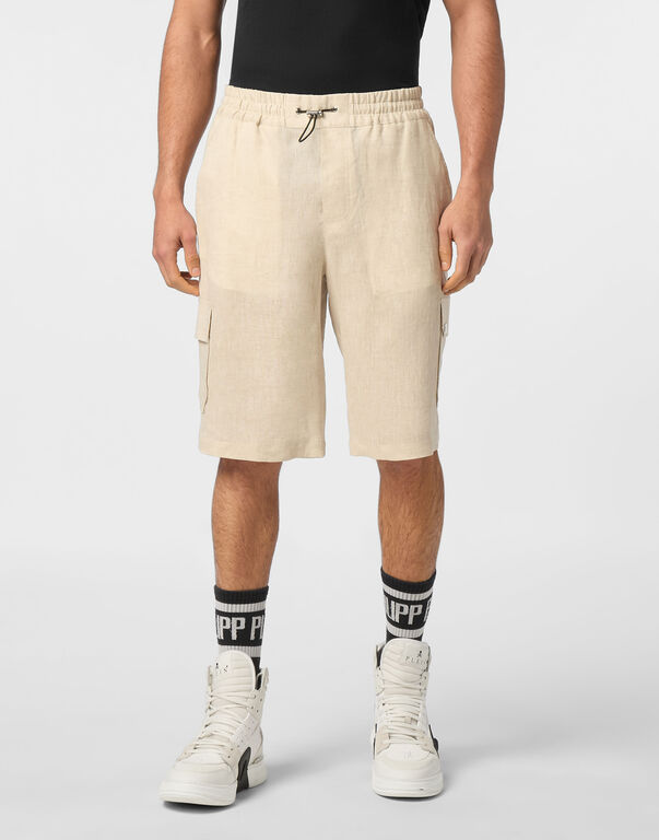 Linen Short Trousers Coolkid Cargo beige