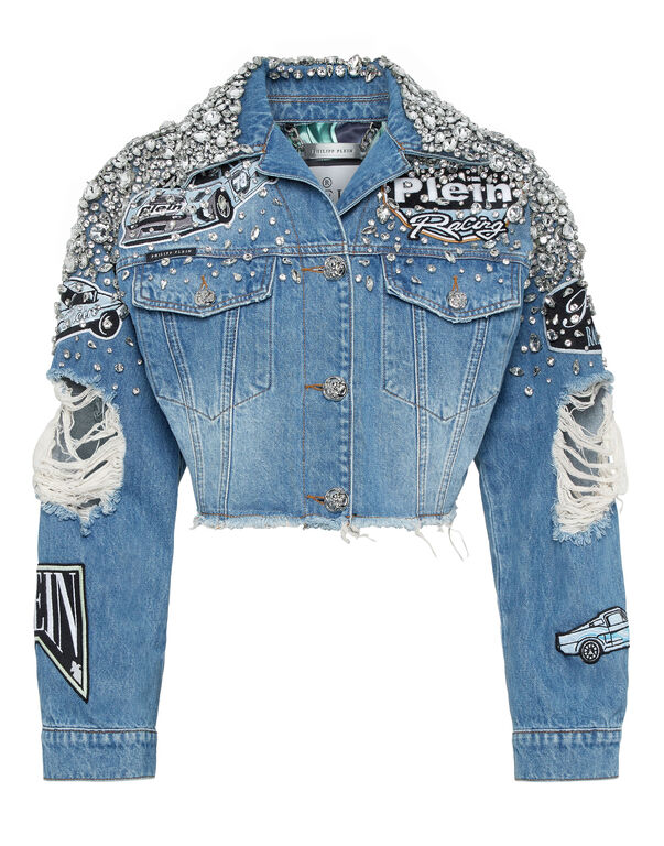 Denim Cropped Jacket LS Stones Cars Racing Salt' N' Pepa