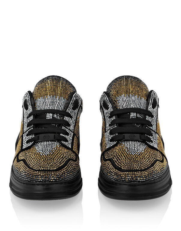 Suede Lo-Top Sneakers Strass Hexagon brown