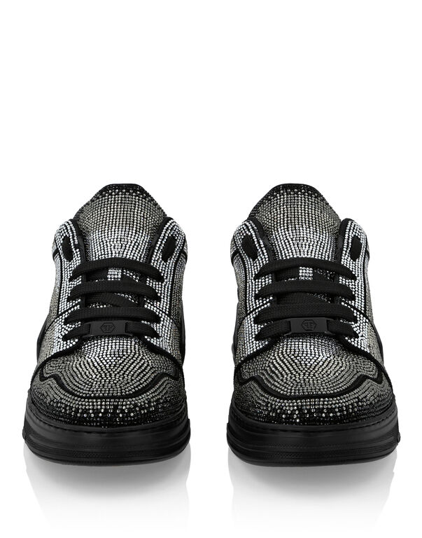 Suede Lo-Top Sneakers Strass Hexagon black