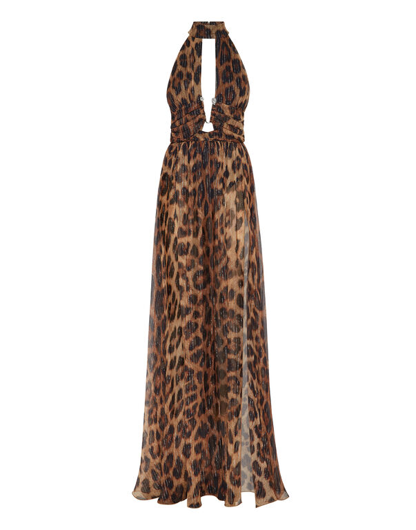 Silk Chiffion Long Dress Leopard leopard