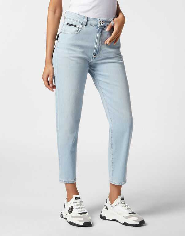 Denim Trousers Mom Fit Luminous Blue