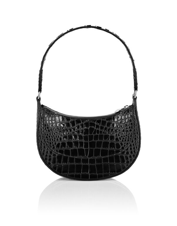 Croco Embossed Handle Bag GALAXY black