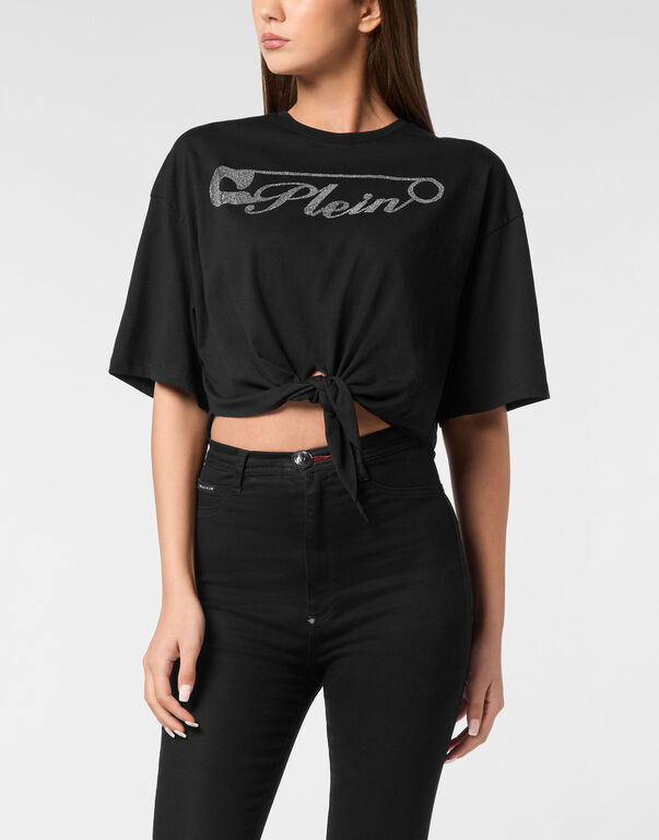 T-shirt Round Neck SS Crop black