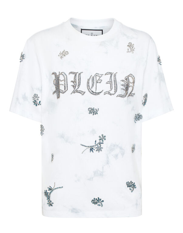 Tie-Dye T-Shirt Man Fit Round Neck SS Flowers light blue